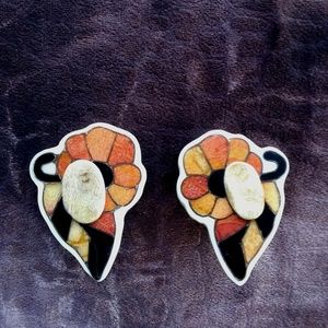 Vintage Rare Tiger & Apple Coral Earrings